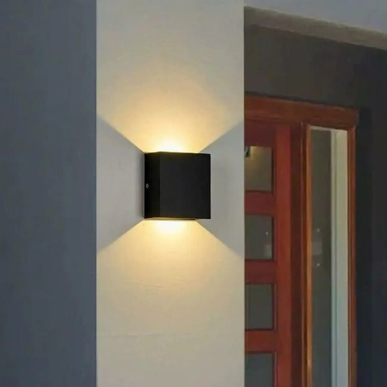 Square Modern Black Metal LED Wall Sconce for Hallway 2-Light