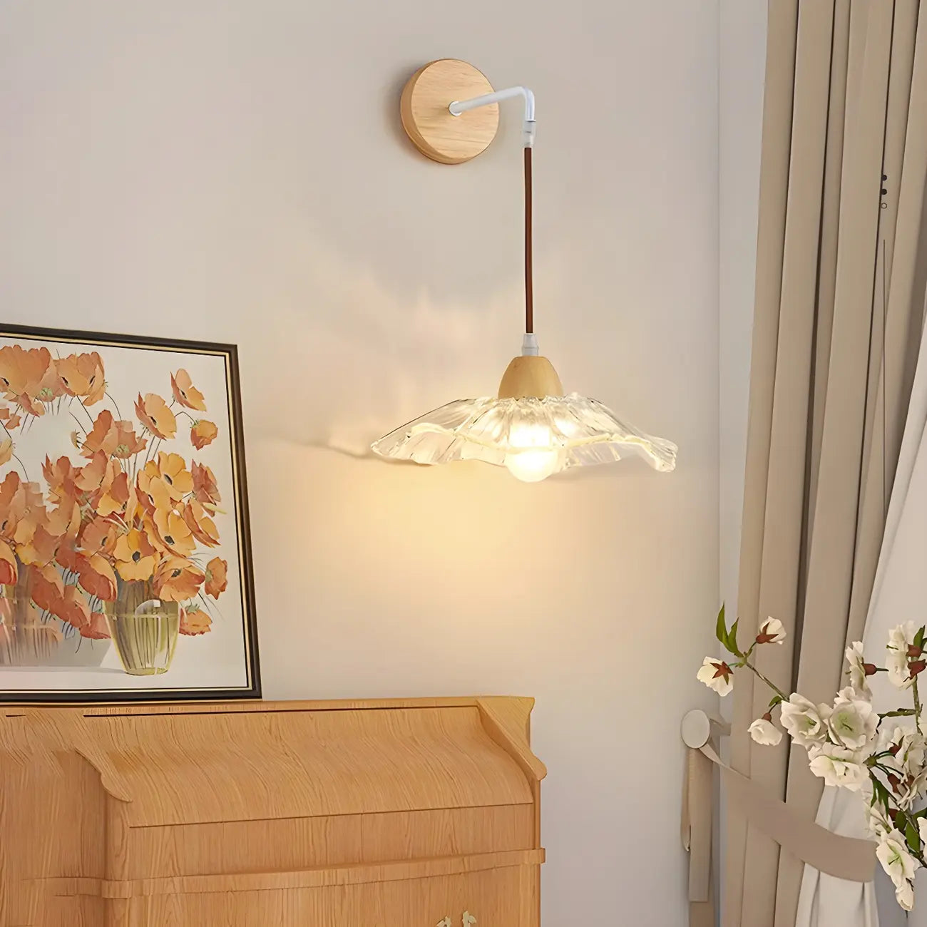 Transparent 9-Inch Wall Mount Light for Bedside Decor