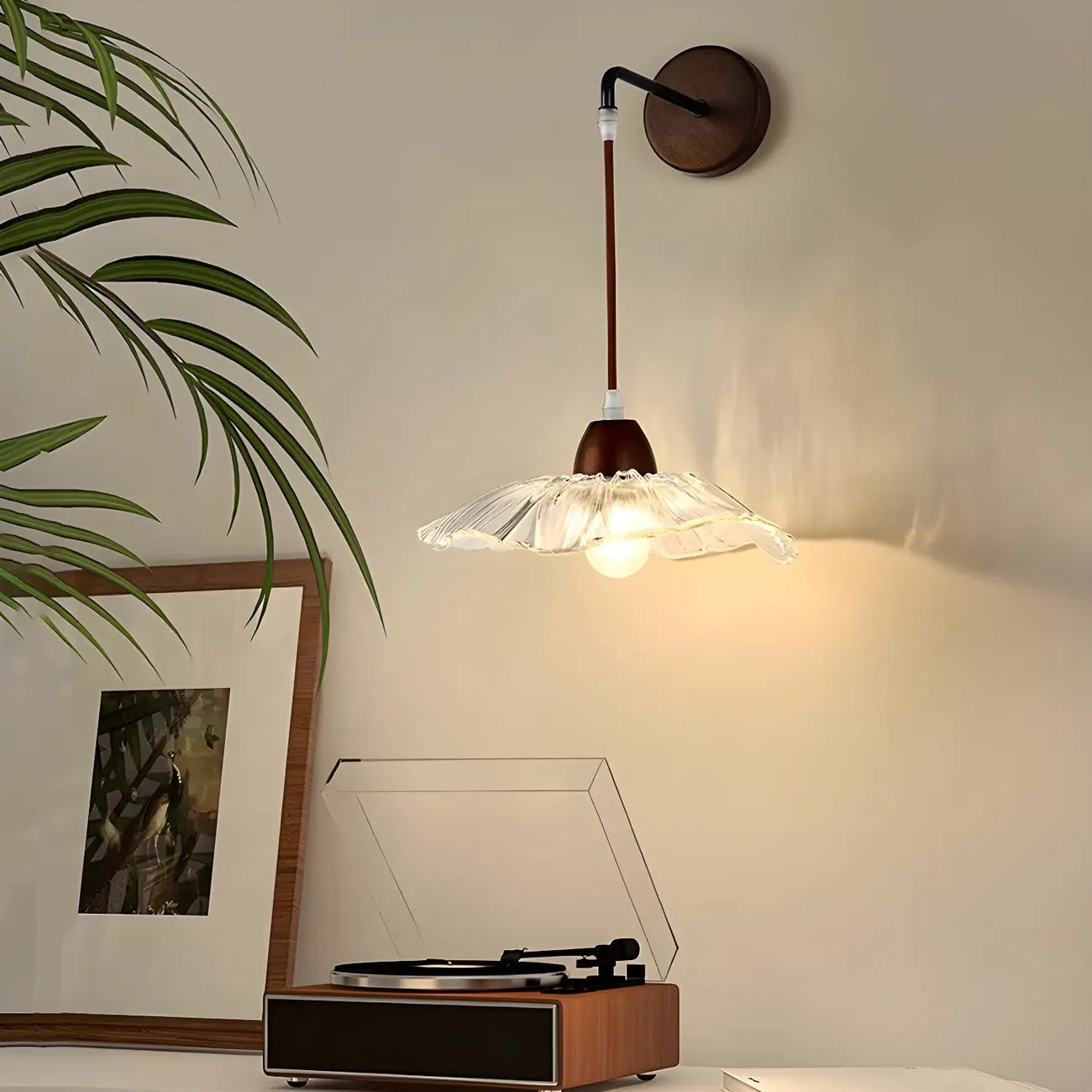 Transparent 9-Inch Wall Mount Light for Bedside Decor