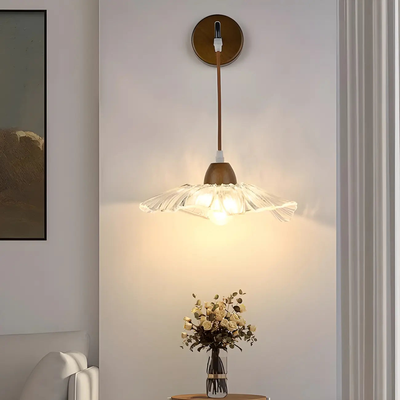Transparent 9-Inch Wall Mount Light for Bedside Decor
