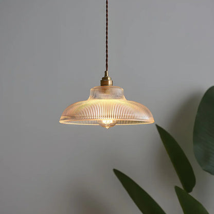 Minimalist Clear Glass Bowl Gold Rope Hanging Pendant Light