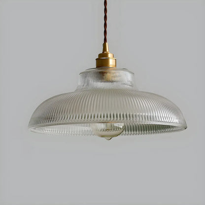Minimalist Clear Glass Bowl Gold Rope Hanging Pendant Light