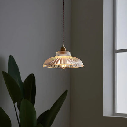 Minimalist Clear Glass Bowl Gold Rope Hanging Pendant Light