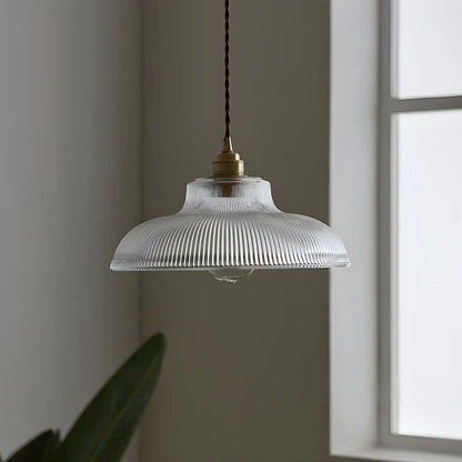 Minimalist Clear Glass Bowl Gold Rope Hanging Pendant Light