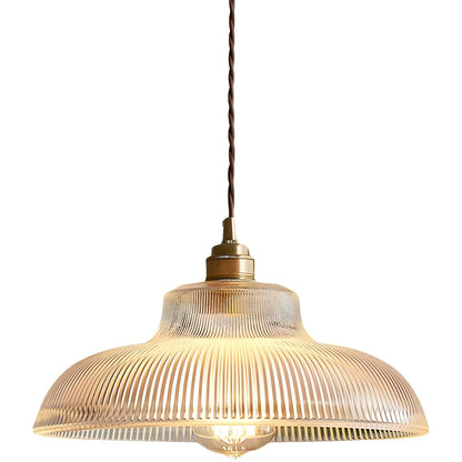 Minimalist Clear Glass Bowl Gold Rope Hanging Pendant Light
