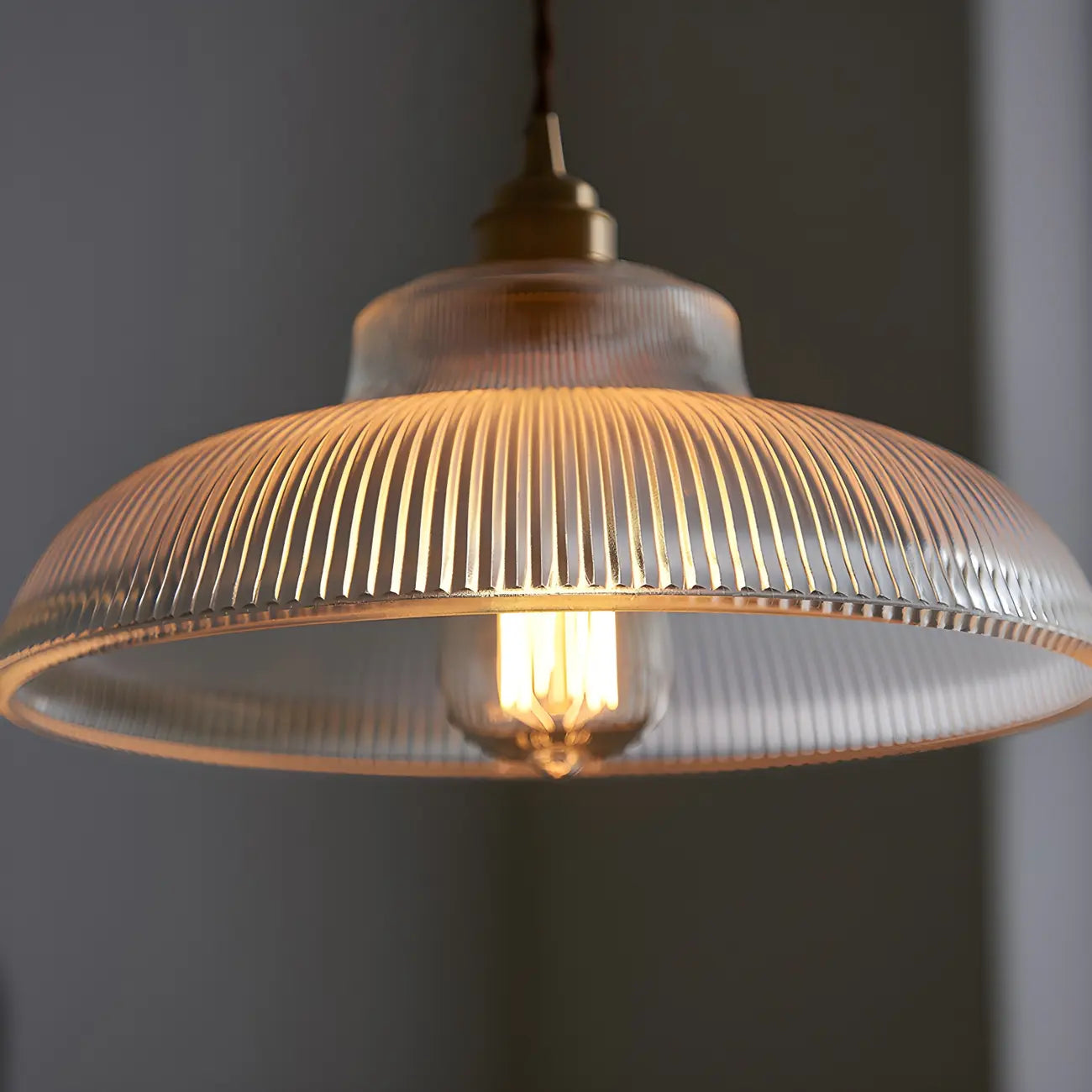 Minimalist Clear Glass Bowl Gold Rope Hanging Pendant Light