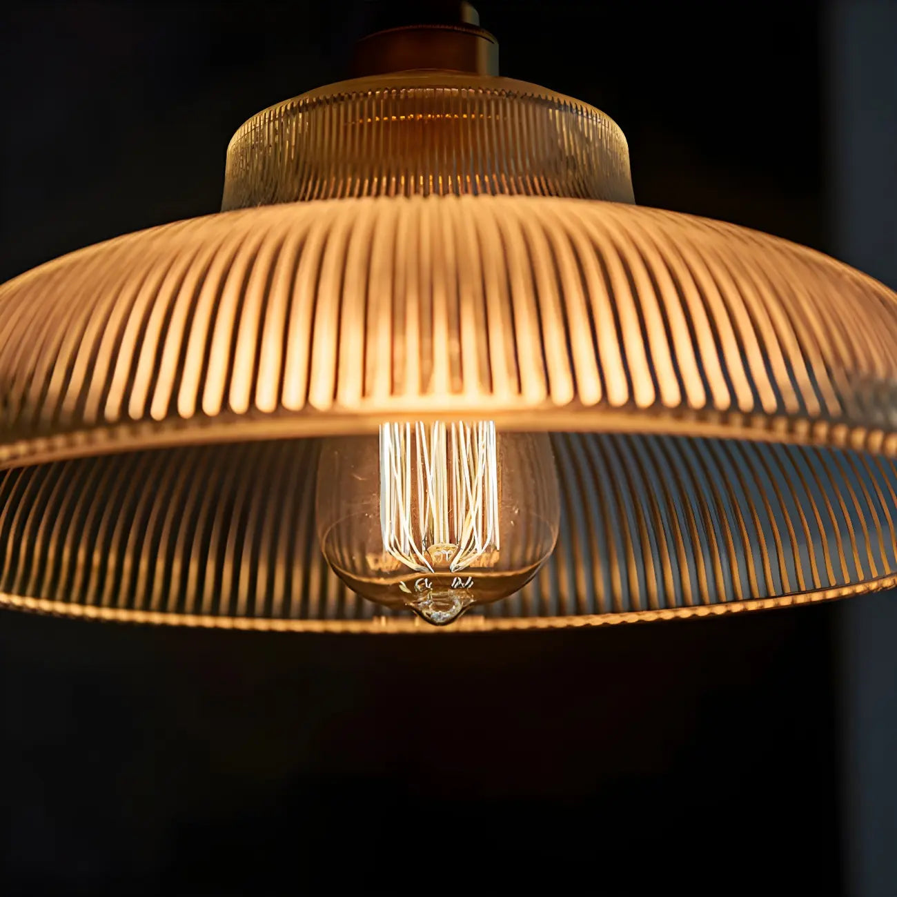 Minimalist Clear Glass Bowl Gold Rope Hanging Pendant Light