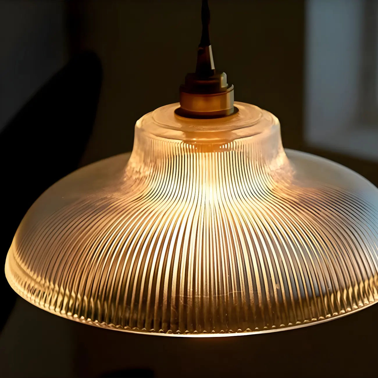 Minimalist Clear Glass Bowl Gold Rope Hanging Pendant Light