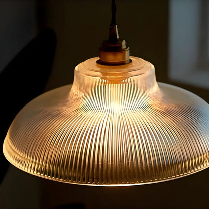 Minimalist Clear Glass Bowl Gold Rope Hanging Pendant Light