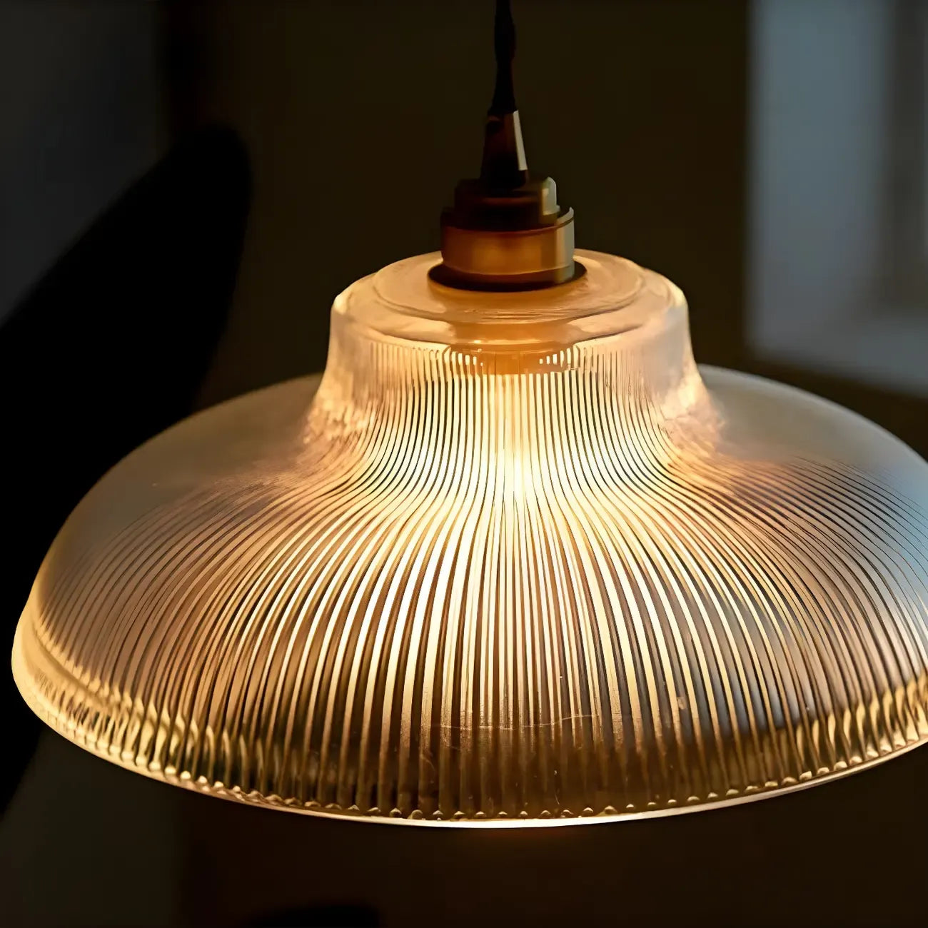 Minimalist Clear Glass Bowl Gold Rope Hanging Pendant Light