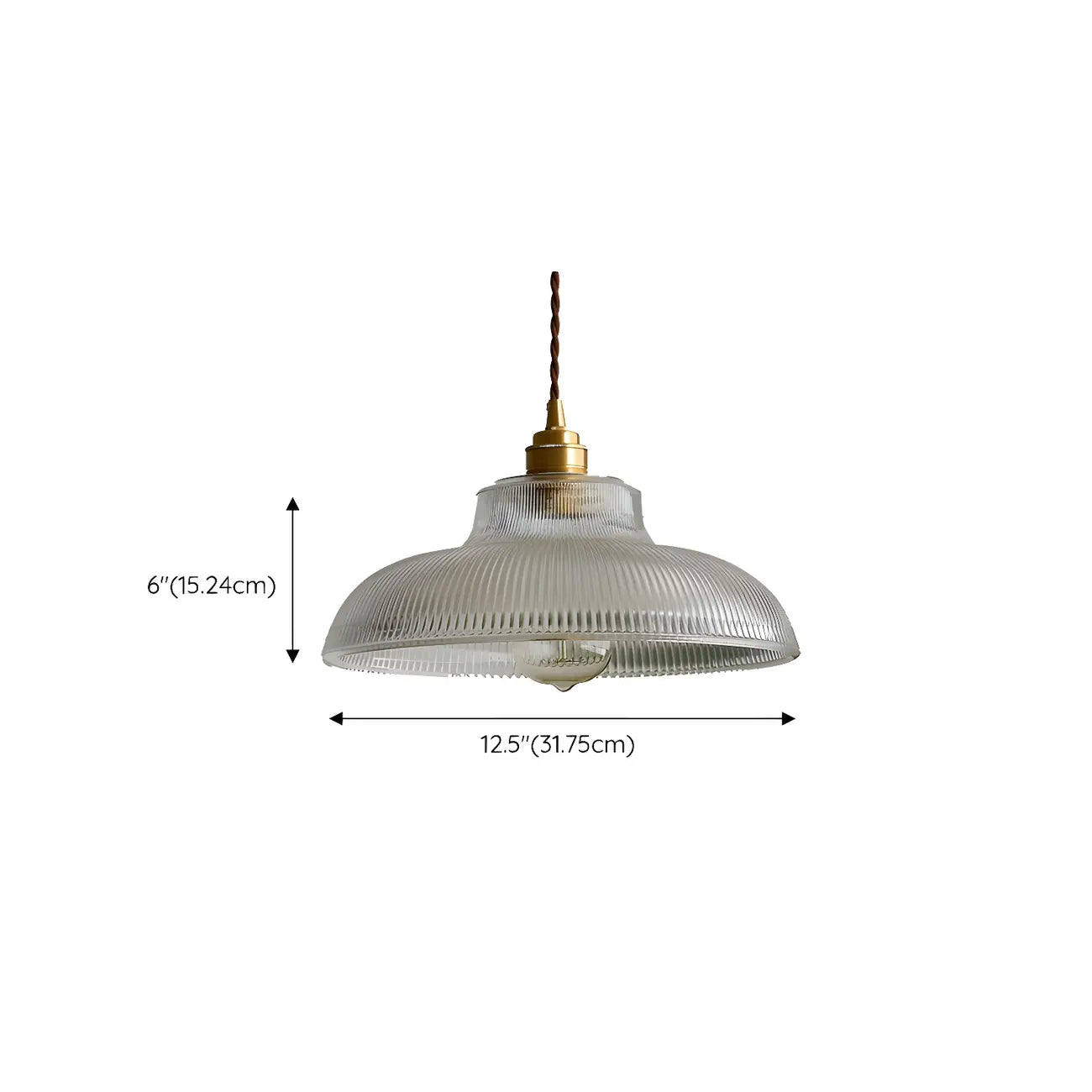 Minimalist Clear Glass Bowl Gold Rope Hanging Pendant Light