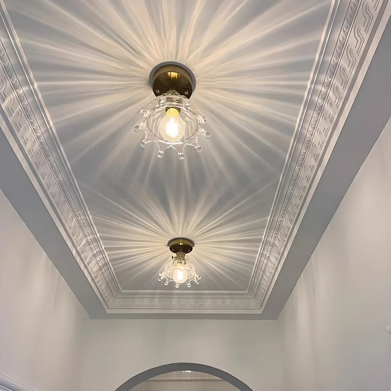 Geometric Gold Semi Flush LED Ceiling Light for Aisle Decor