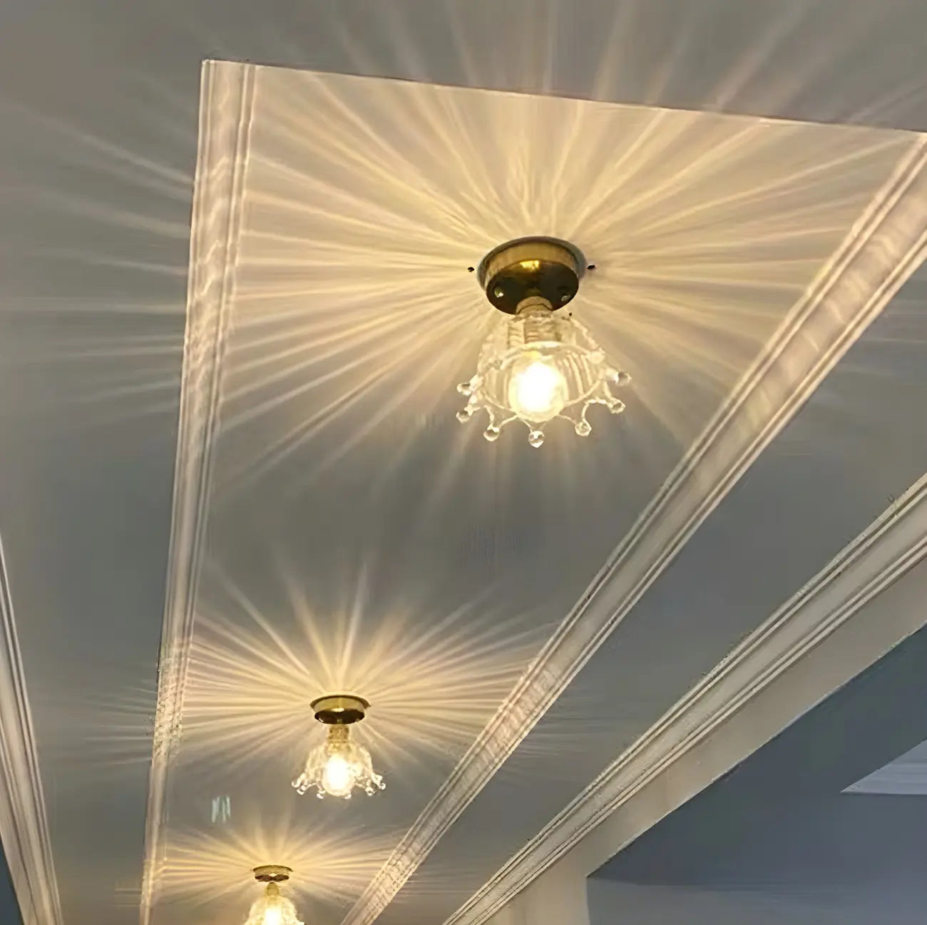 Geometric Gold Semi Flush LED Ceiling Light for Aisle Decor