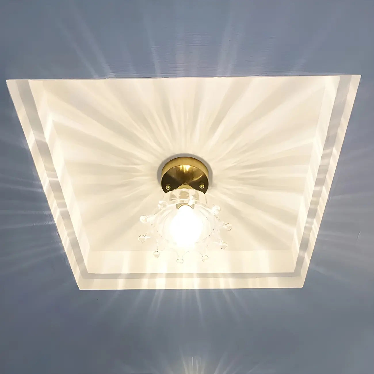 Geometric Gold Semi Flush LED Ceiling Light for Aisle Decor