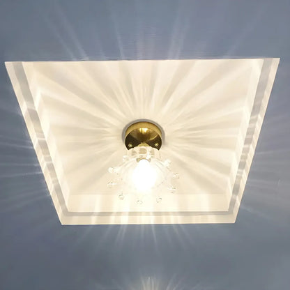 Geometric Gold Semi Flush LED Ceiling Light for Aisle Decor