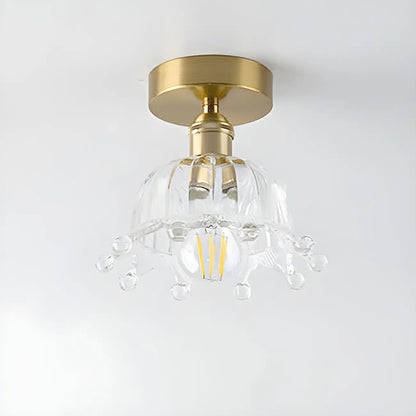 Geometric Gold Semi Flush LED Ceiling Light for Aisle Decor