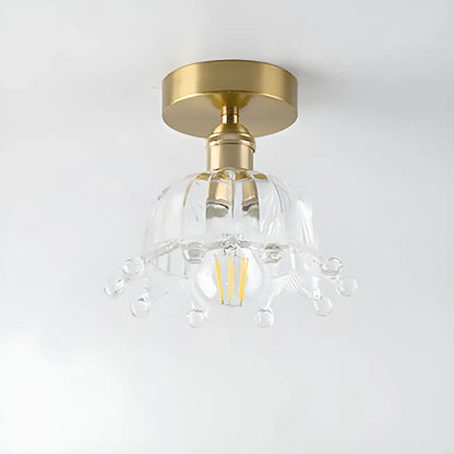 Geometric Gold Semi Flush LED Ceiling Light for Aisle Decor