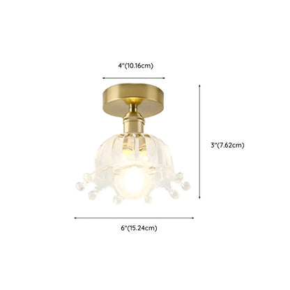 Geometric Gold Semi Flush LED Ceiling Light for Aisle Decor