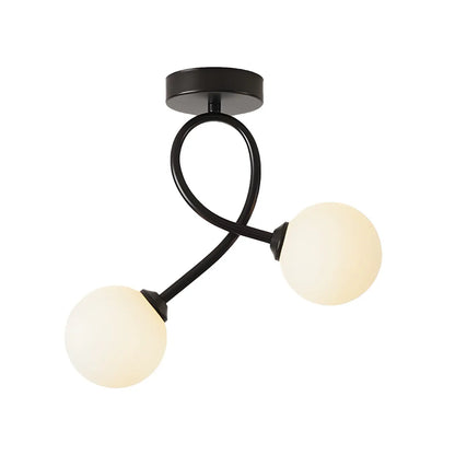 Hallway Dual Globe Glass Semi Flush Ceiling Light
