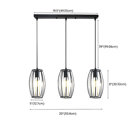 Industrial Black Geometric Adjustable Island Pendant Light