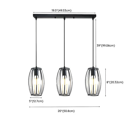 Industrial Black Geometric Adjustable Island Pendant Light