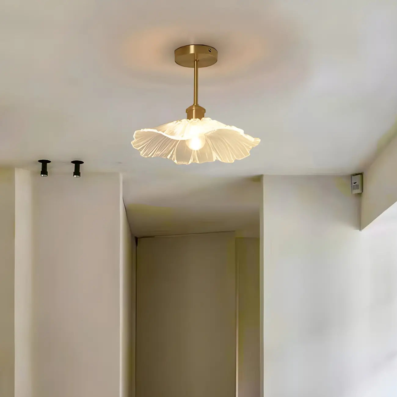 Modern Glass Semi-Flush Ceiling Light for Living Spaces
