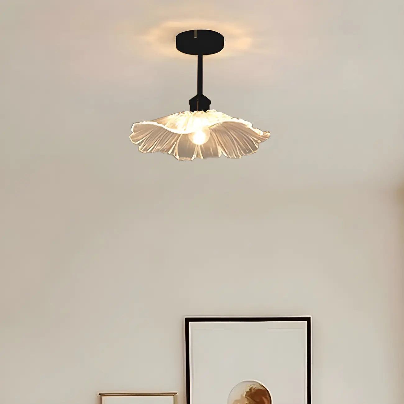 Modern Glass Semi-Flush Ceiling Light for Living Spaces