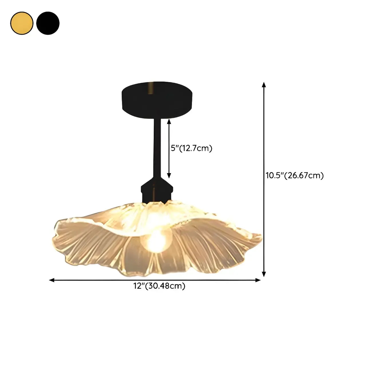 Modern Glass Semi-Flush Ceiling Light for Living Spaces