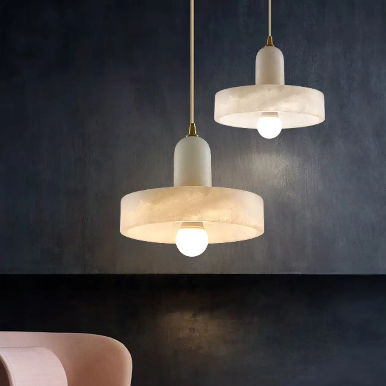 Modern Gold Metal Cylindrical Kitchen Island Pendant Light