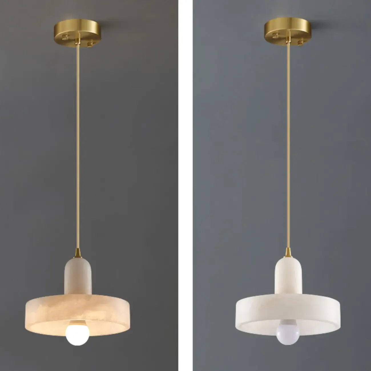 Modern Gold Metal Cylindrical Kitchen Island Pendant Light