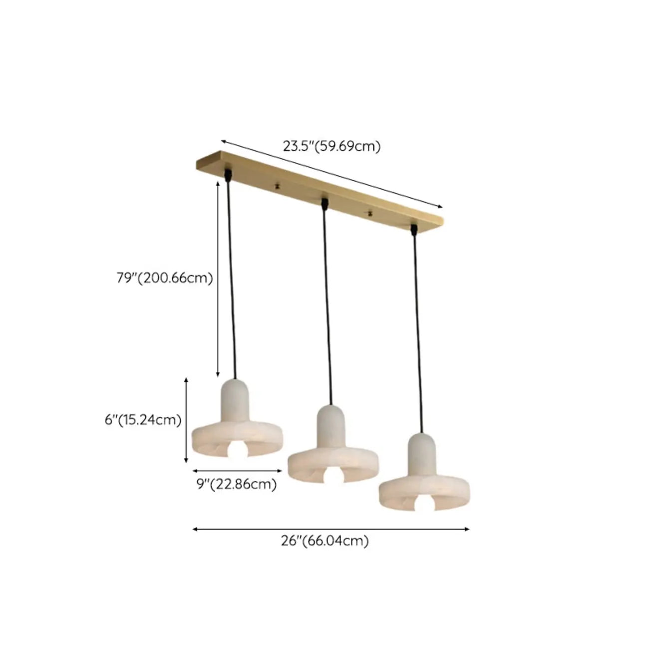 Modern Gold Metal Cylindrical Kitchen Island Pendant Light