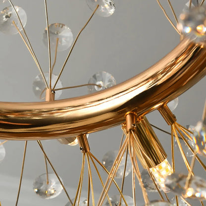 Adjustable Height Gold Crystal Globe Starburst Chandelier
