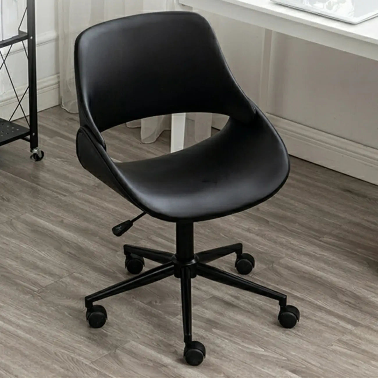 Open-Back Beige Office Chair with Casters