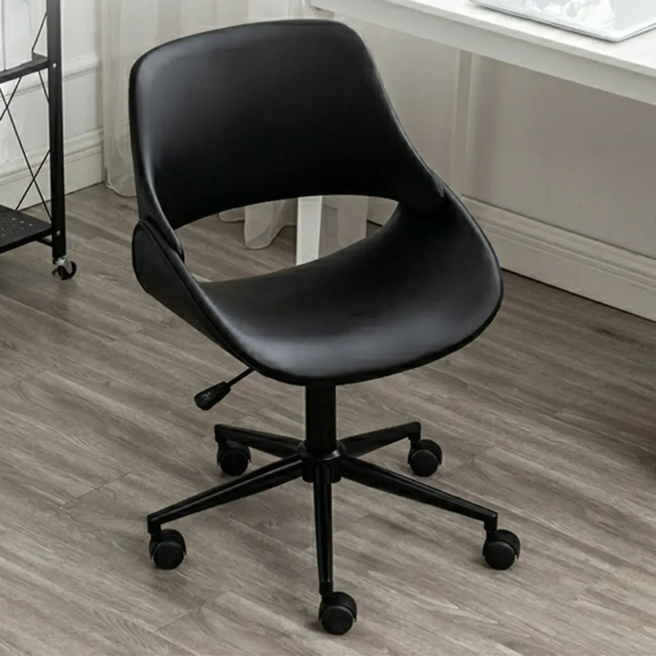 Open-Back Beige Office Chair with Casters