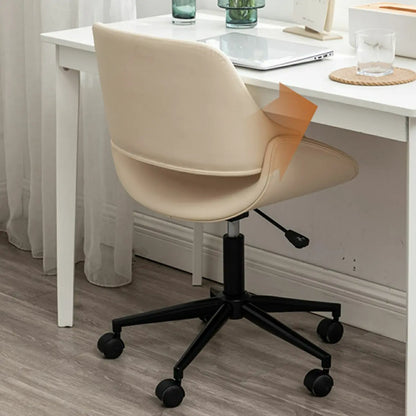 Open-Back Beige Office Chair with Casters