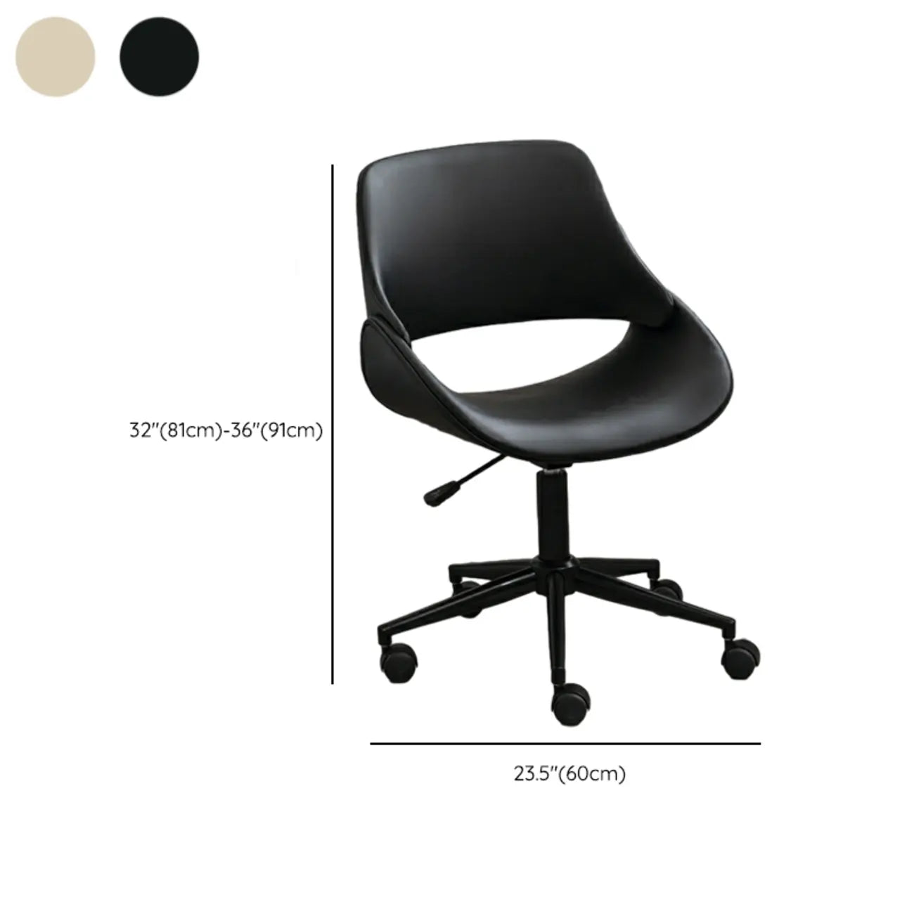 Open-Back Beige Office Chair with Casters
