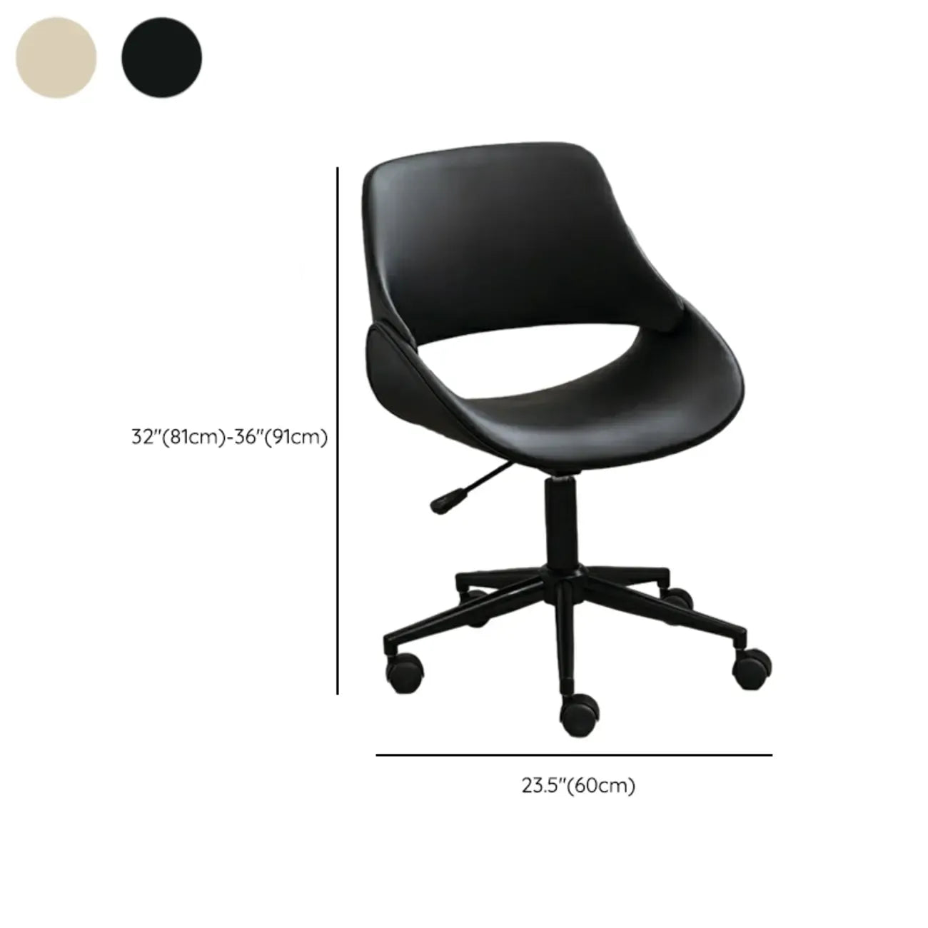 Open-Back Beige Office Chair with Casters