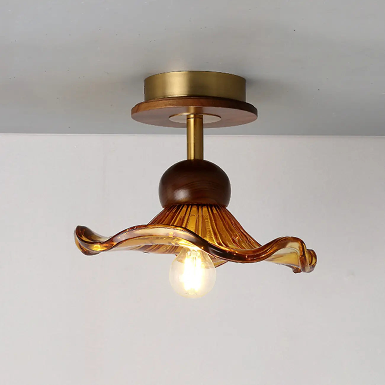 Caramel Gradient Glass Dome Semi Flush Ceiling Light