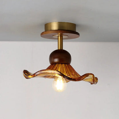 Caramel Gradient Glass Dome Semi Flush Ceiling Light