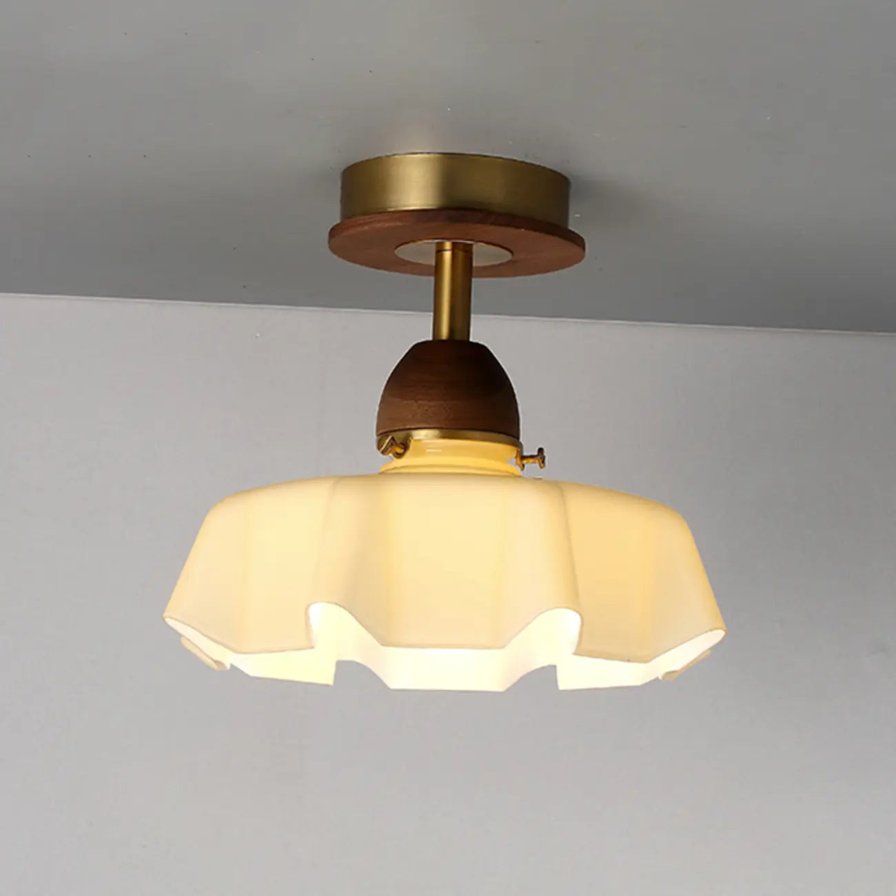 Caramel Gradient Glass Dome Semi Flush Ceiling Light