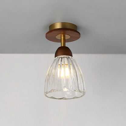 Caramel Gradient Glass Dome Semi Flush Ceiling Light