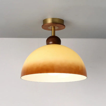 Caramel Gradient Glass Dome Semi Flush Ceiling Light