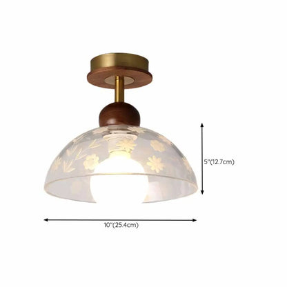 Caramel Gradient Glass Dome Semi Flush Ceiling Light