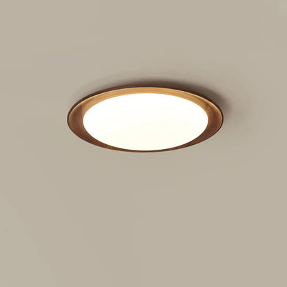 Minimalist Walnut Wood Dimmable Flush Mount LED Ceiling Light