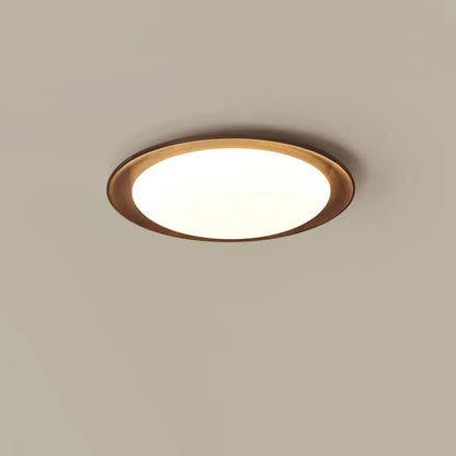 Minimalist Walnut Wood Dimmable Flush Mount LED Ceiling Light