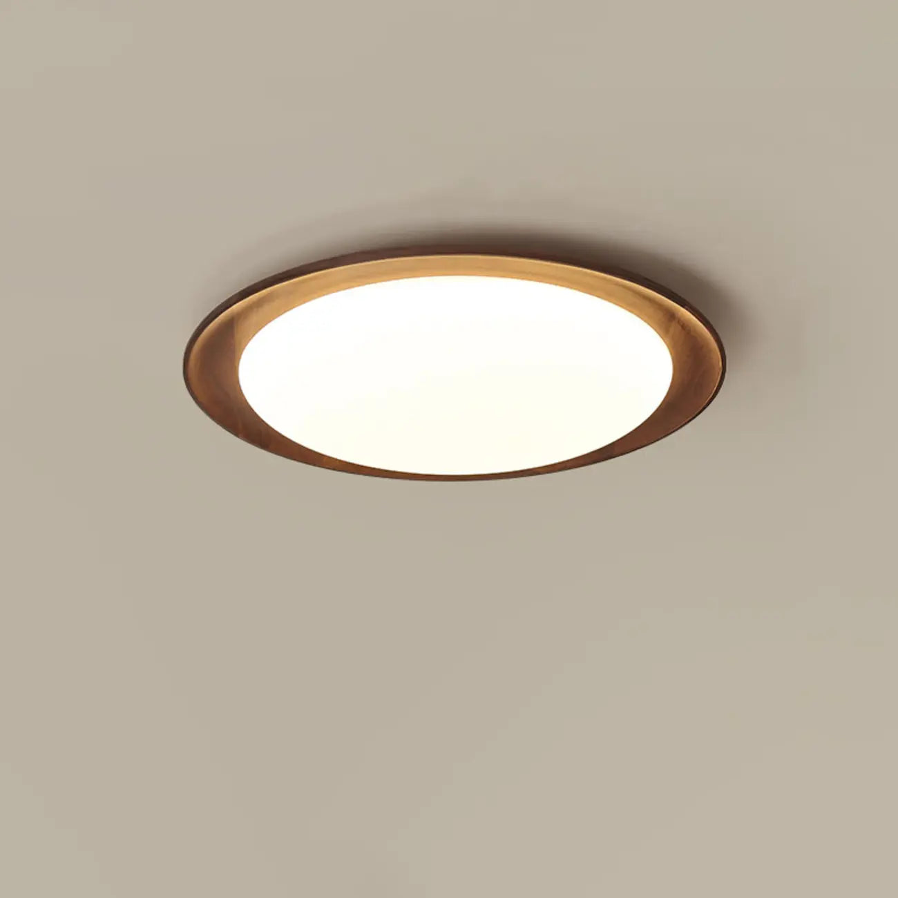 Minimalist Walnut Wood Dimmable Flush Mount LED Ceiling Light