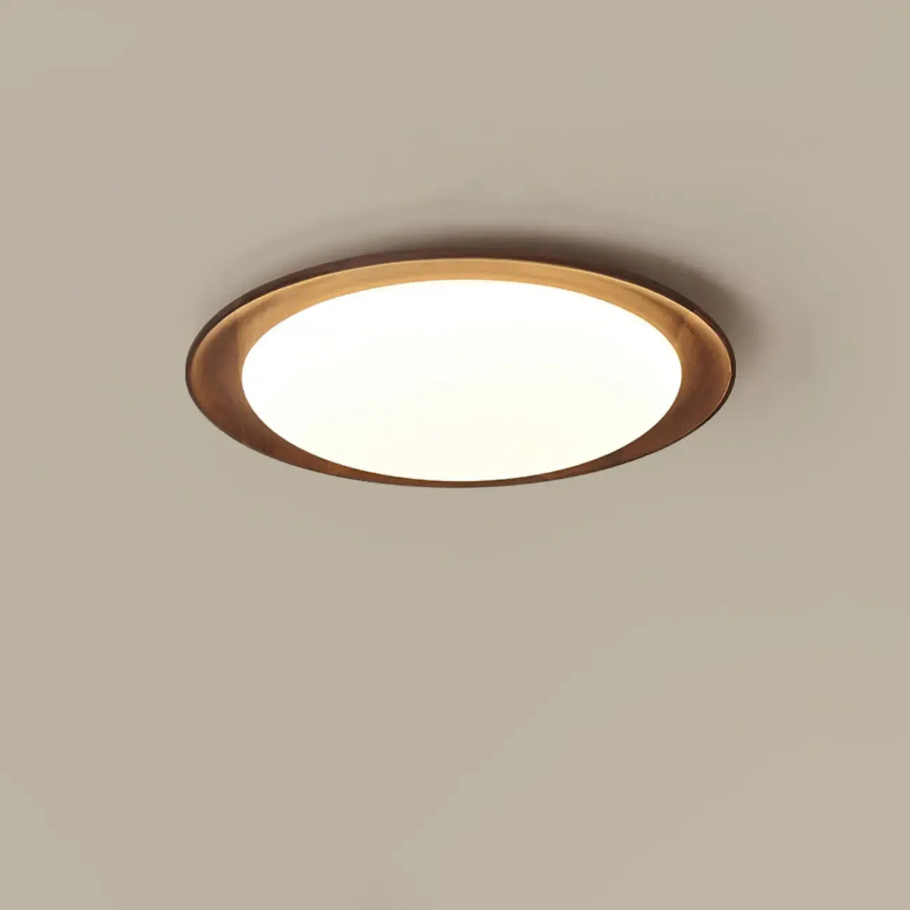 Minimalist Walnut Wood Dimmable Flush Mount LED Ceiling Light
