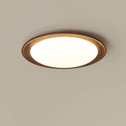 Minimalist Walnut Wood Dimmable Flush Mount LED Ceiling Light