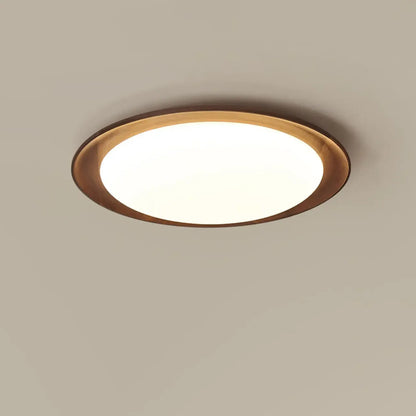 Minimalist Walnut Wood Dimmable Flush Mount LED Ceiling Light