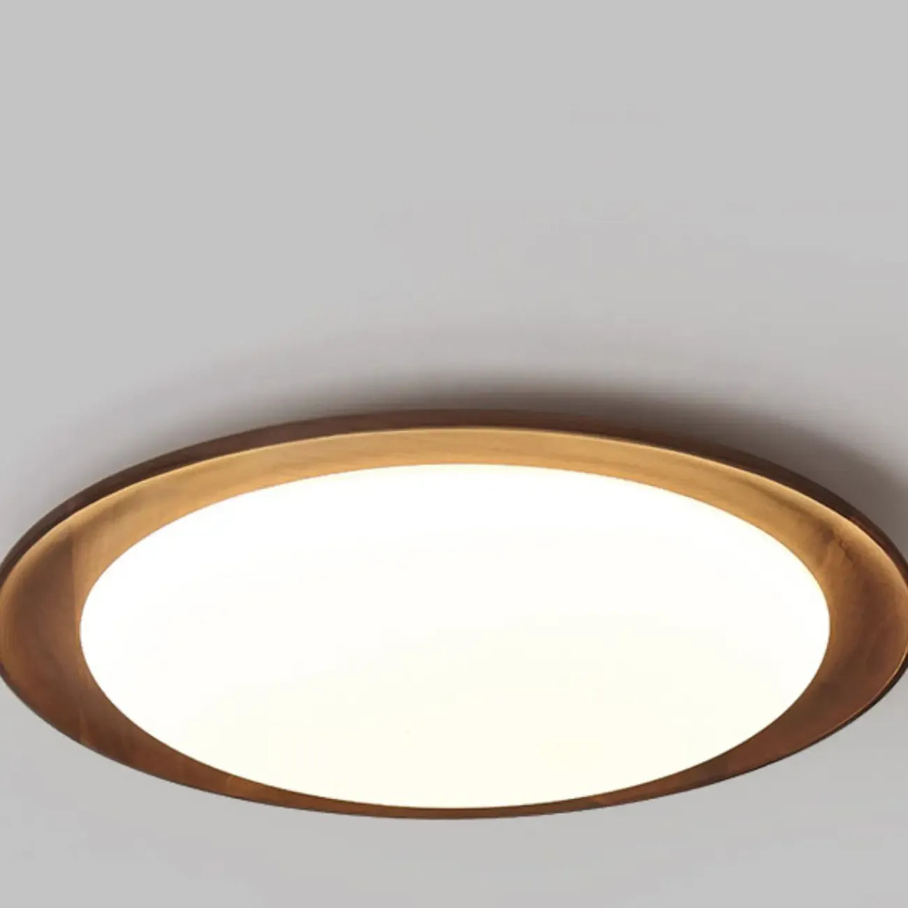 Minimalist Walnut Wood Dimmable Flush Mount LED Ceiling Light